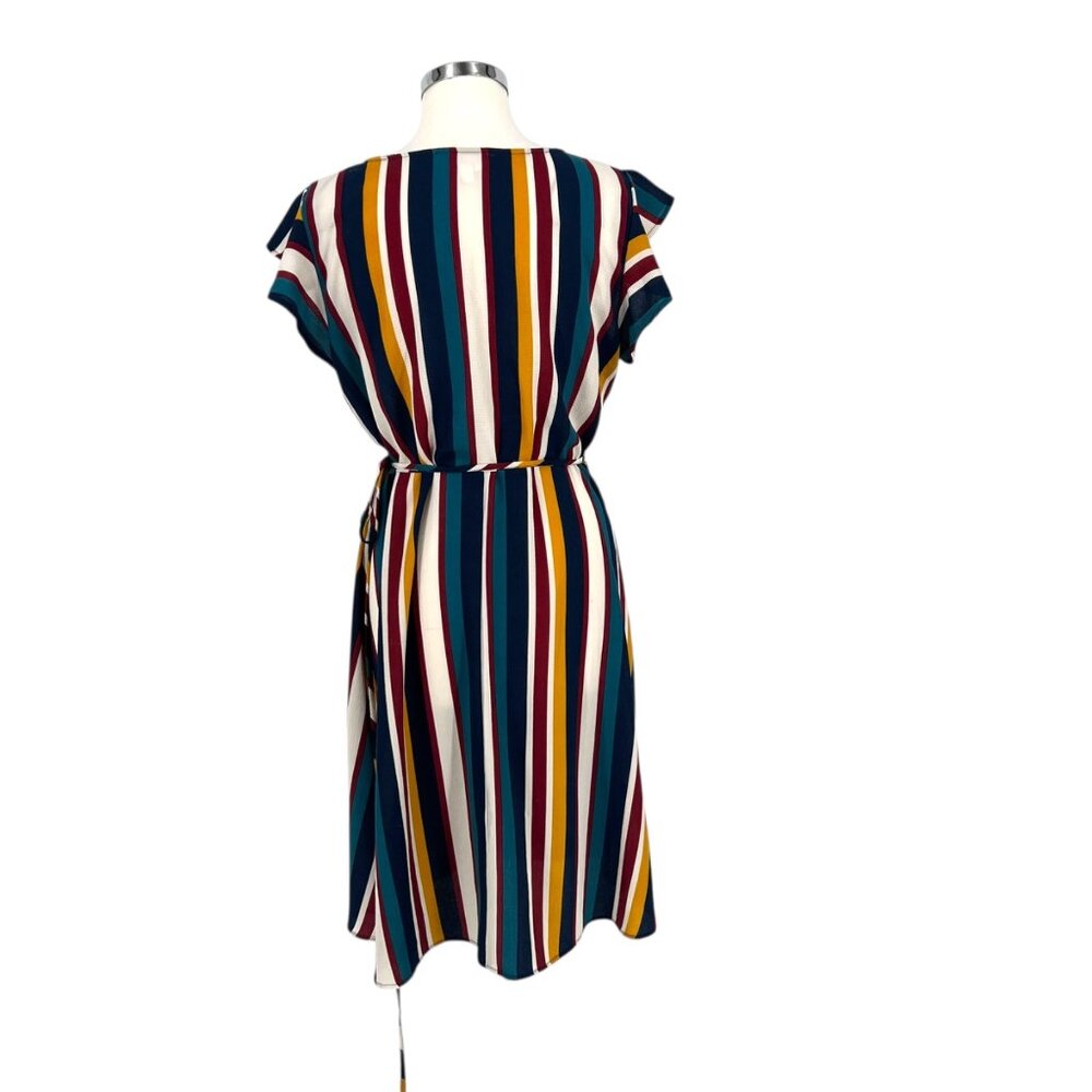 Superfoxx Striped Wrap Flutter Sleeve Midi Dress … - image 7